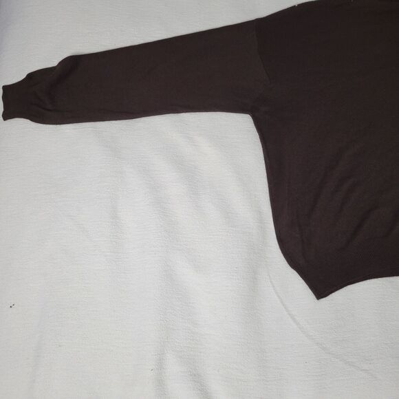 Turnbury Sweater Mens Size 48 Extra Fine Merino Wool V-Neck Pullover Brown Italy - Picture 14 of 16